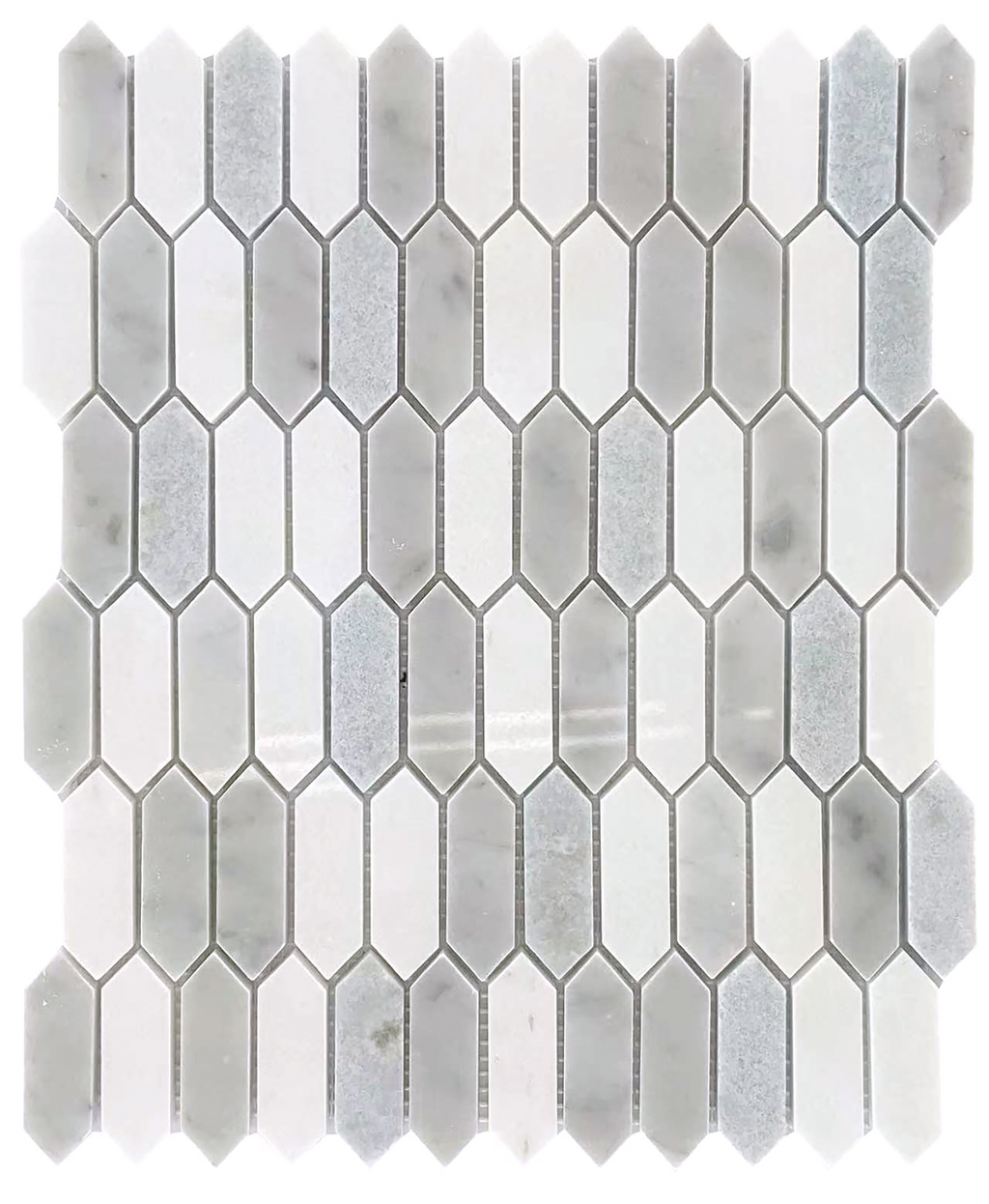 Rockart Blue Celeste & White Picket Marble Mosaic Tile