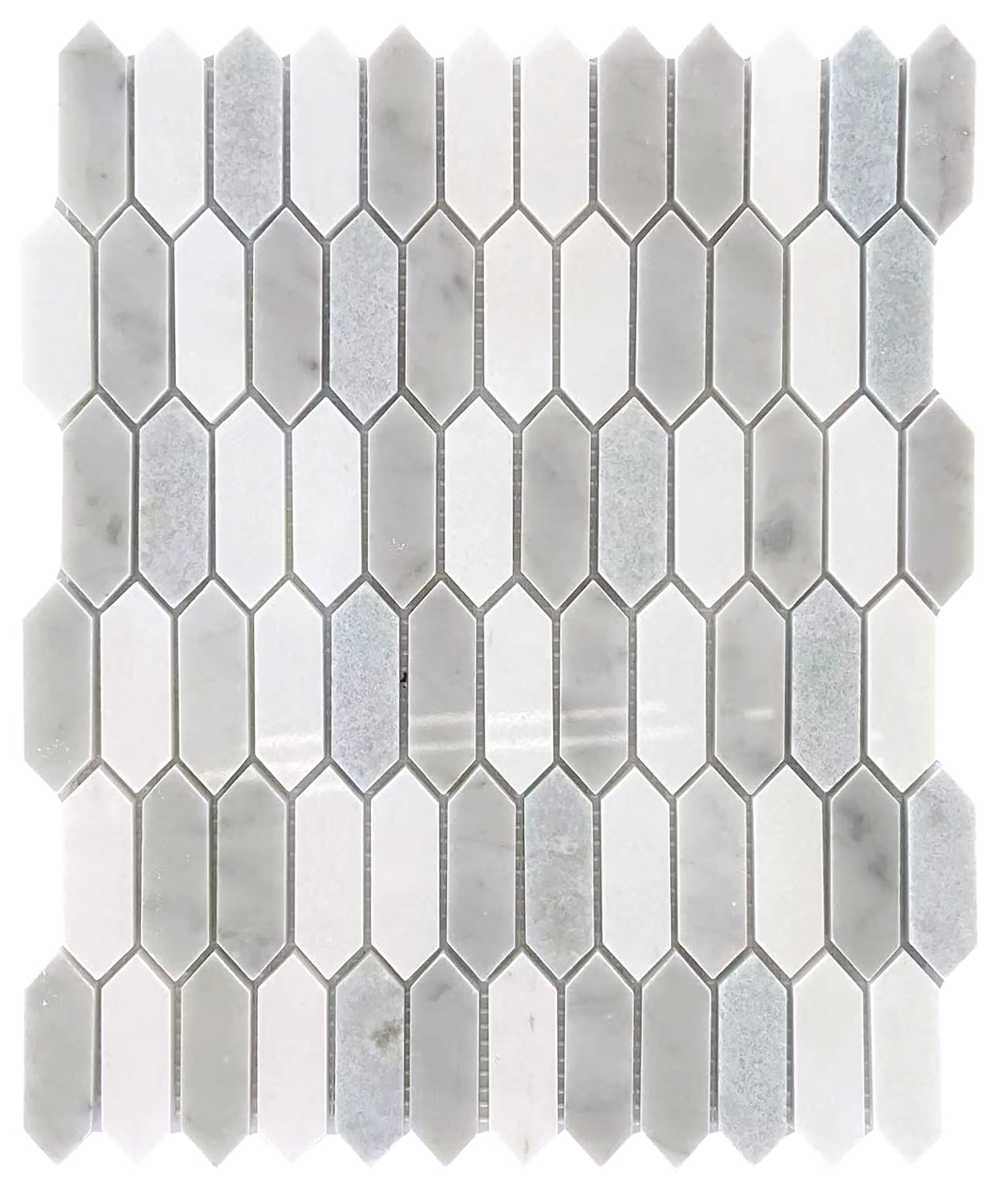 Rockart Blue Celeste & White Picket Marble Mosaic Tile