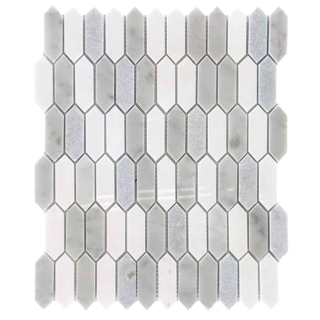 Rockart Blue Celeste & White Picket Marble Mosaic Tile