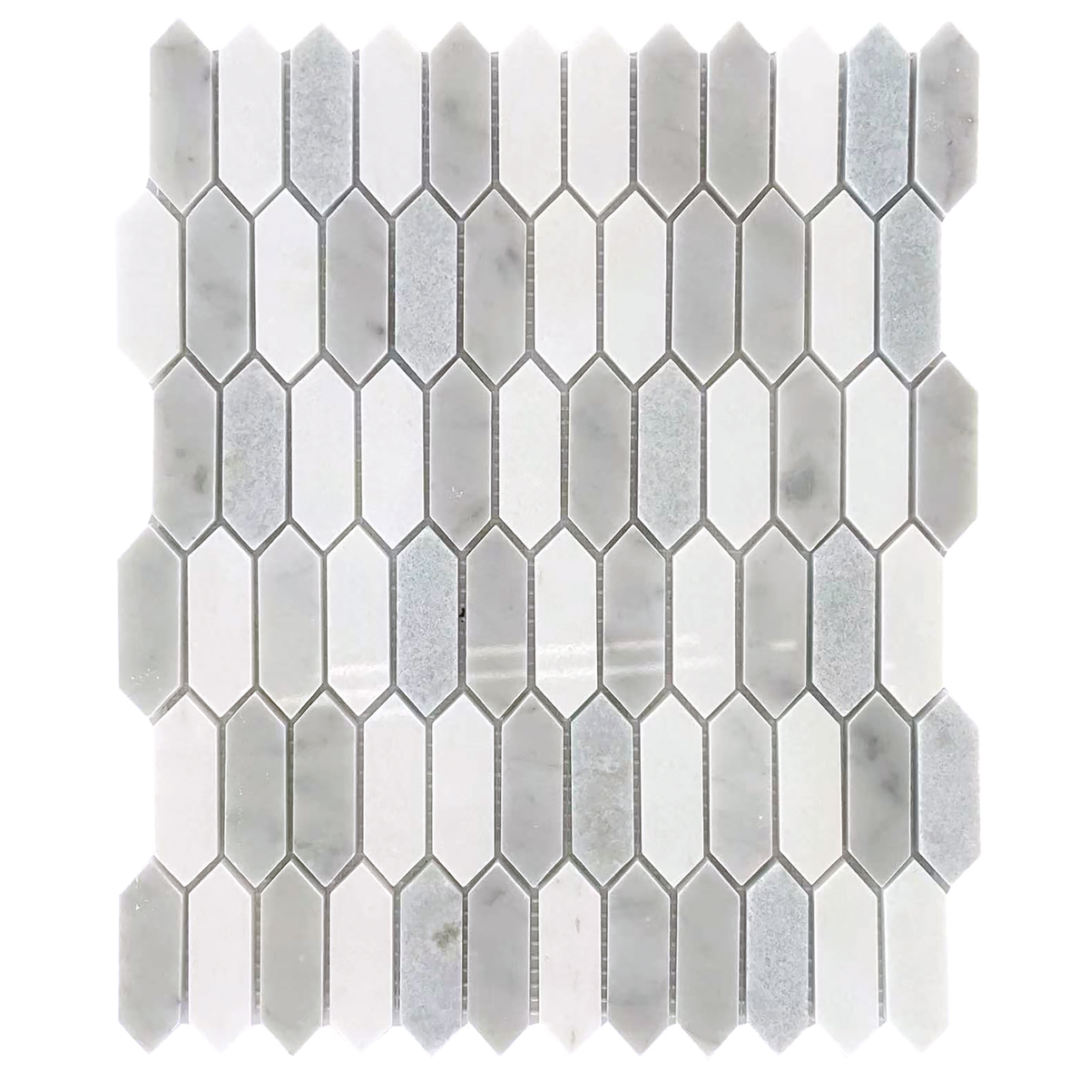 Rockart Blue Celeste & White Picket Marble Mosaic Tile