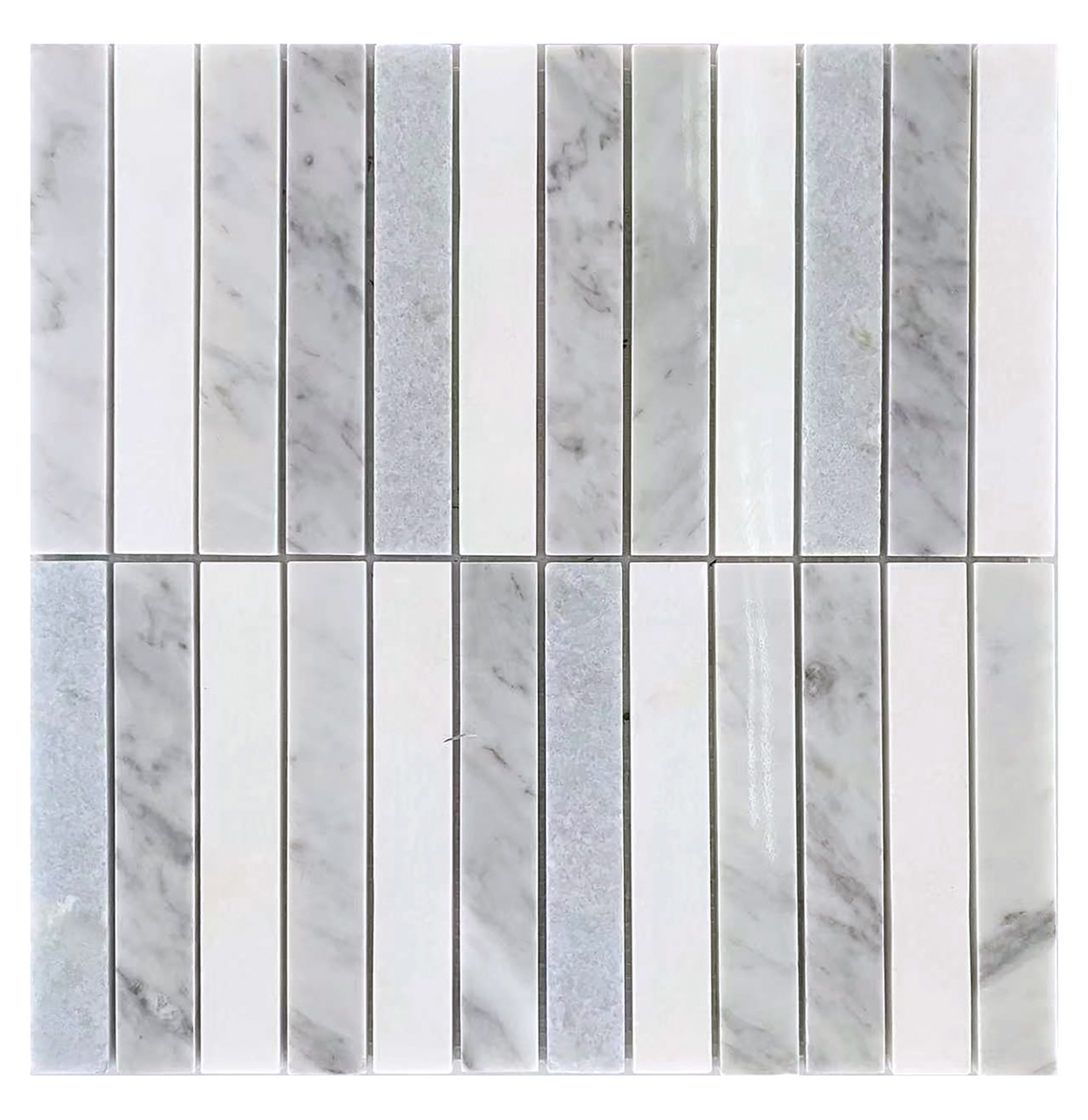 Rockart Blue Celeste & White Stacked Marble Mosaic Tile