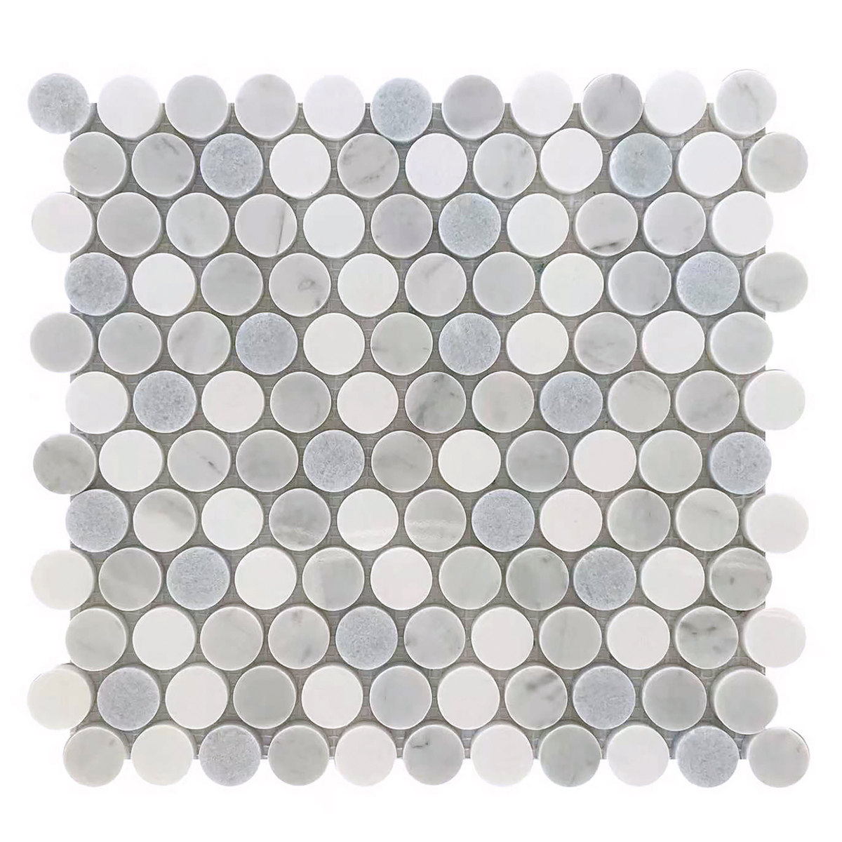 Rockart Blue Celeste & White Penny Round Marble Mosaic Tile