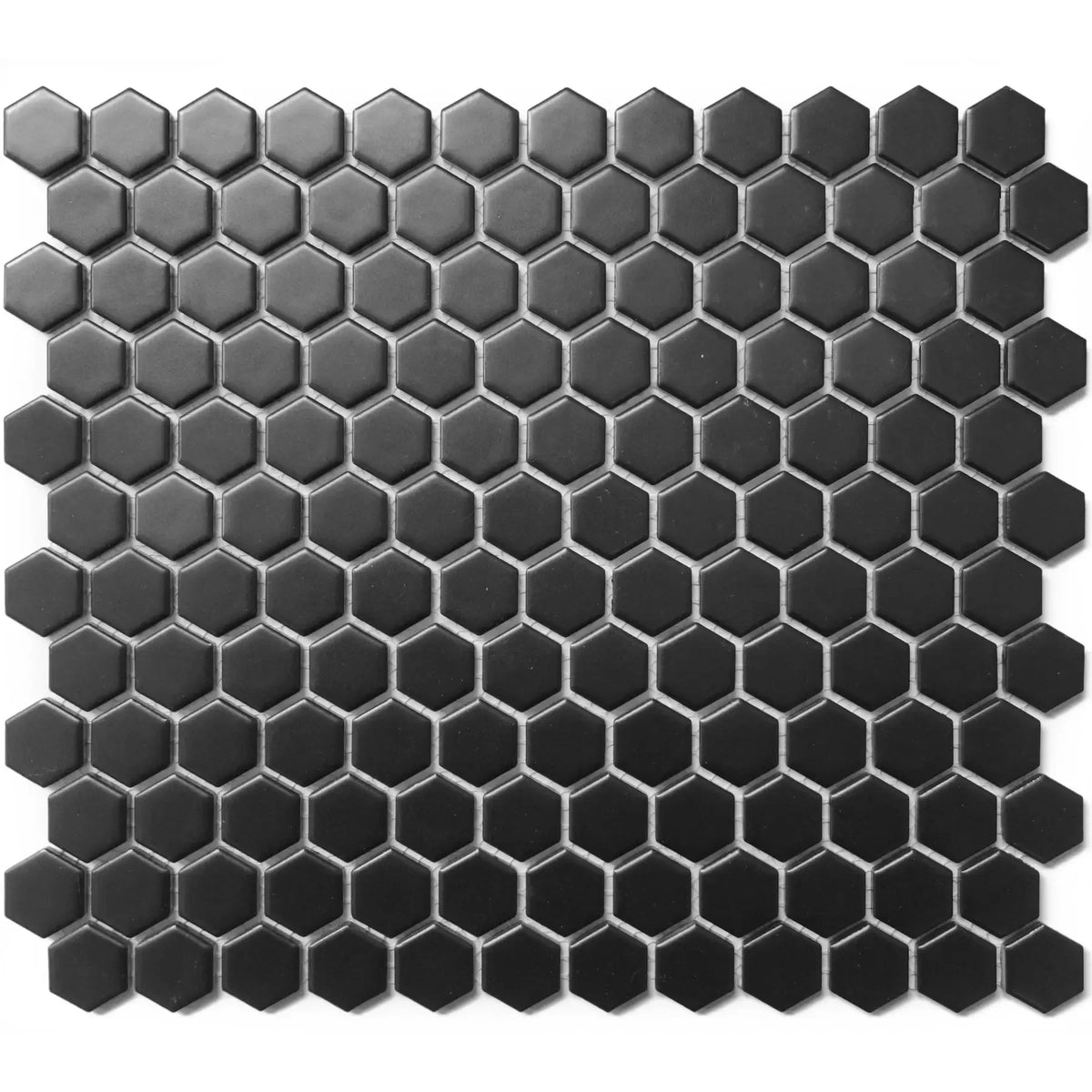 CC Mosaics Black 1x1 Hexagon Porcelain Mosaic Tile