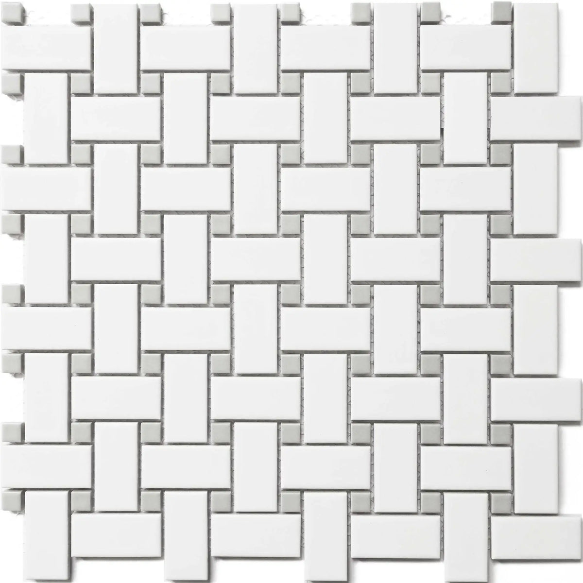 CC Mosaics White & Gray Basket Weave Porcelain Mosaic Tile