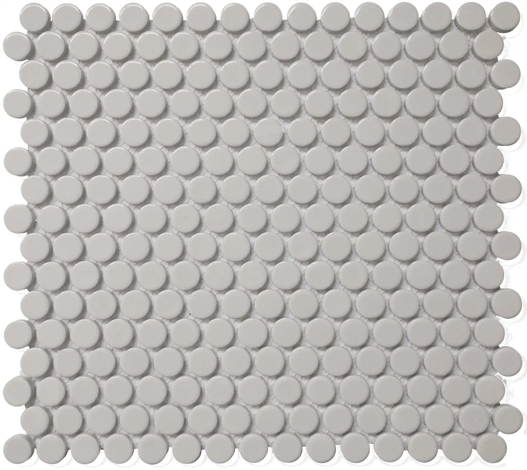 CC Mosaics Gray Bright Penny Round Porcelain Mosaic Tile
