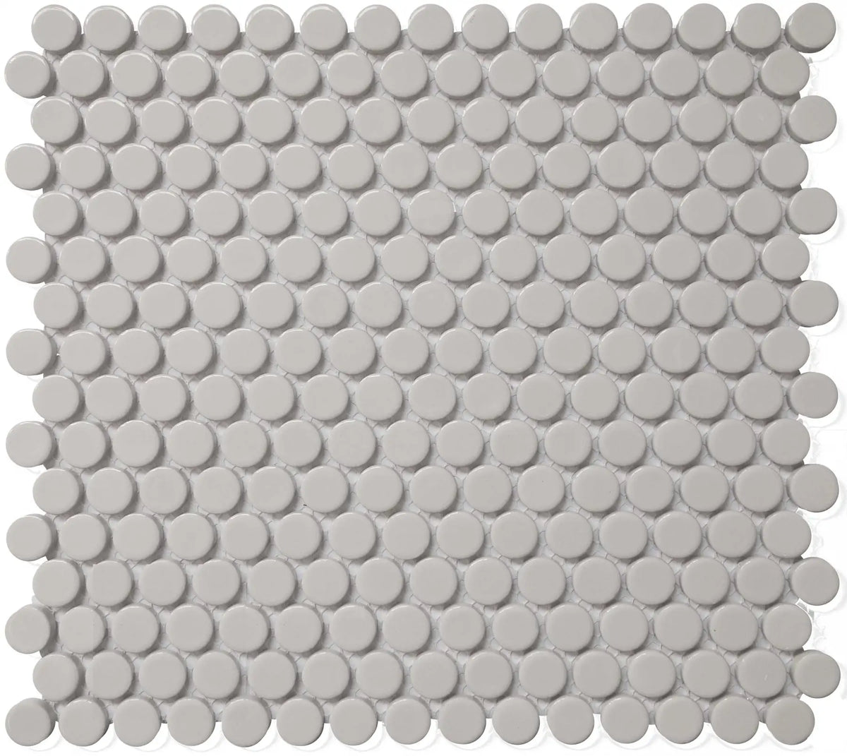CC Mosaics Gray Bright Penny Round Porcelain Mosaic Tile