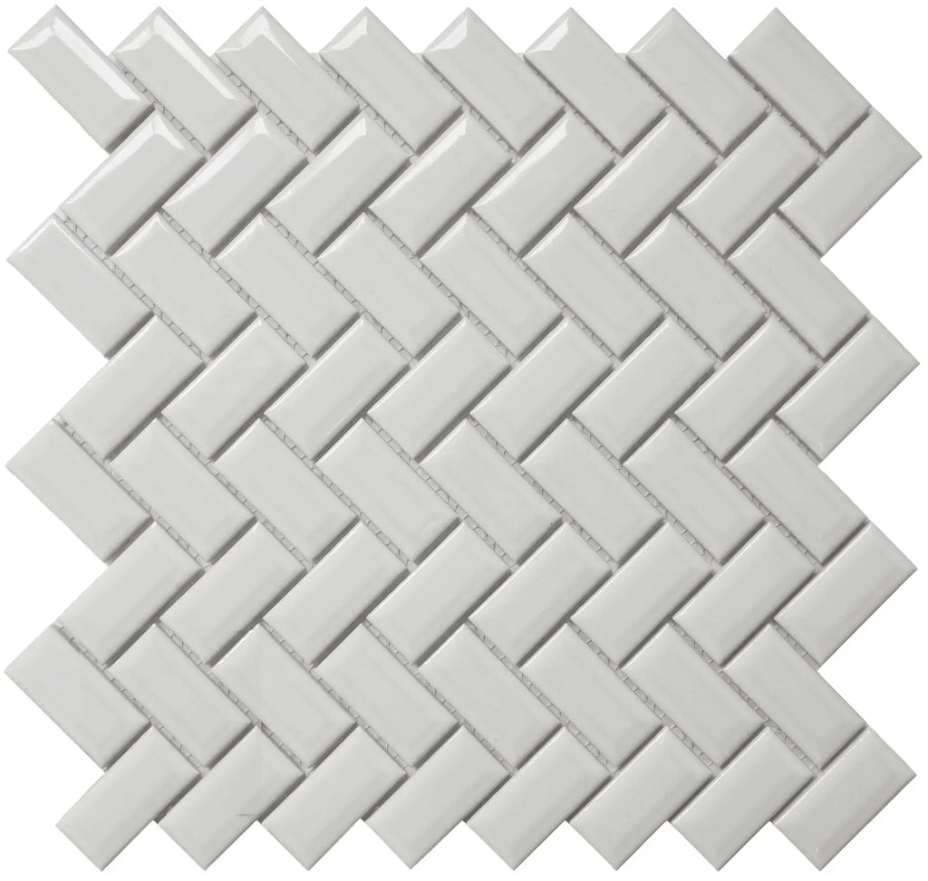 CC Mosaics White Diamond Herringbone Porcelain Mosaic Tile
