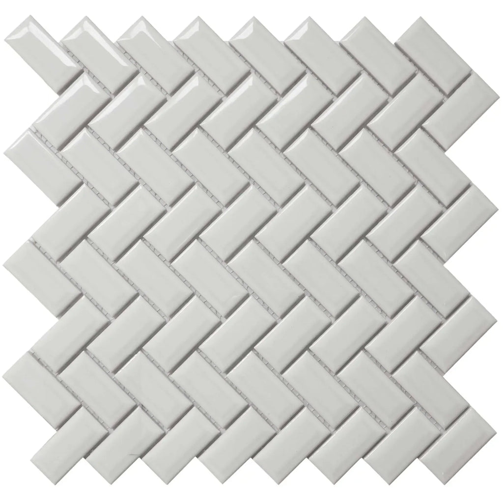 CC Mosaics White Diamond Herringbone Porcelain Mosaic Tile