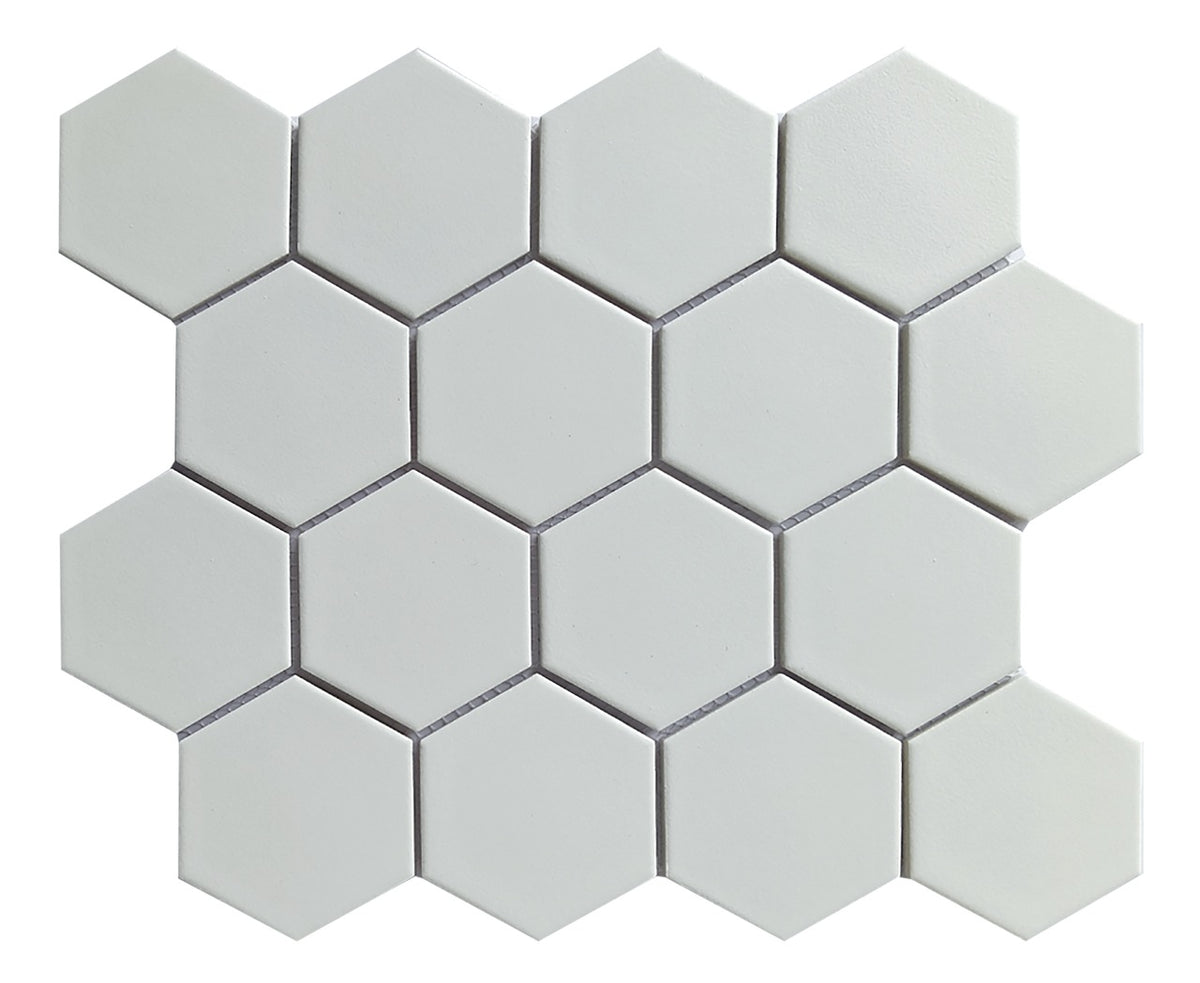 CC Mosaics Plus White 3x3 Hexagon Porcelain Mosaic Tile