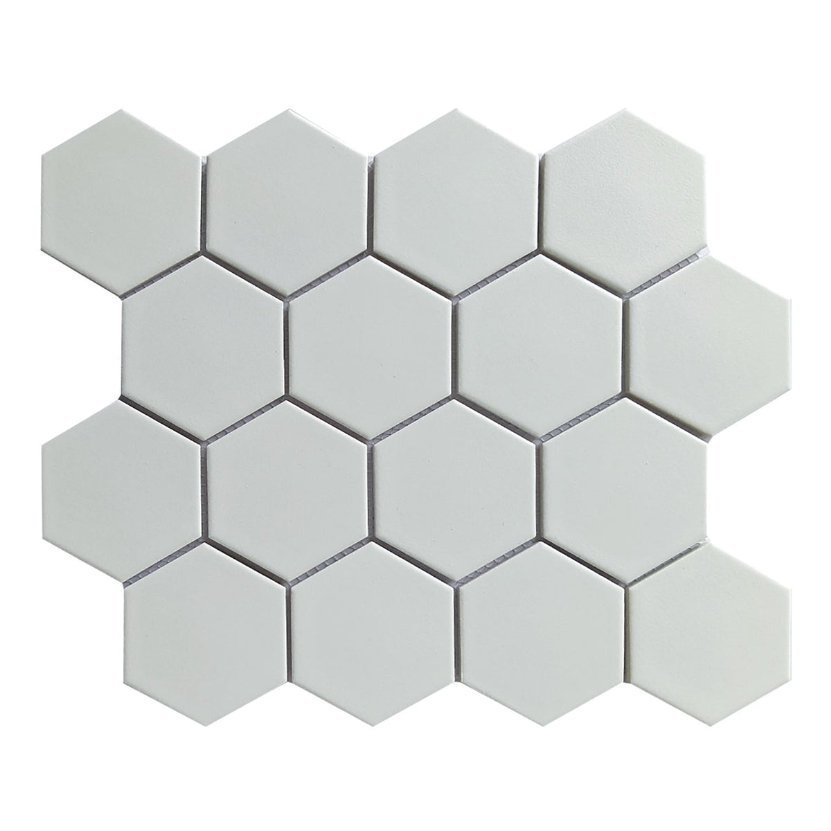 CC Mosaics Plus White 3x3 Hexagon Porcelain Mosaic Tile