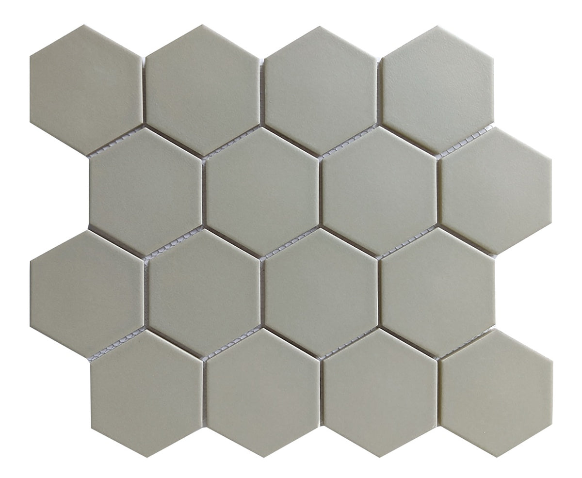 CC Mosaics Plus Tender Gray 3x3 Hexagon Porcelain Mosaic Tile