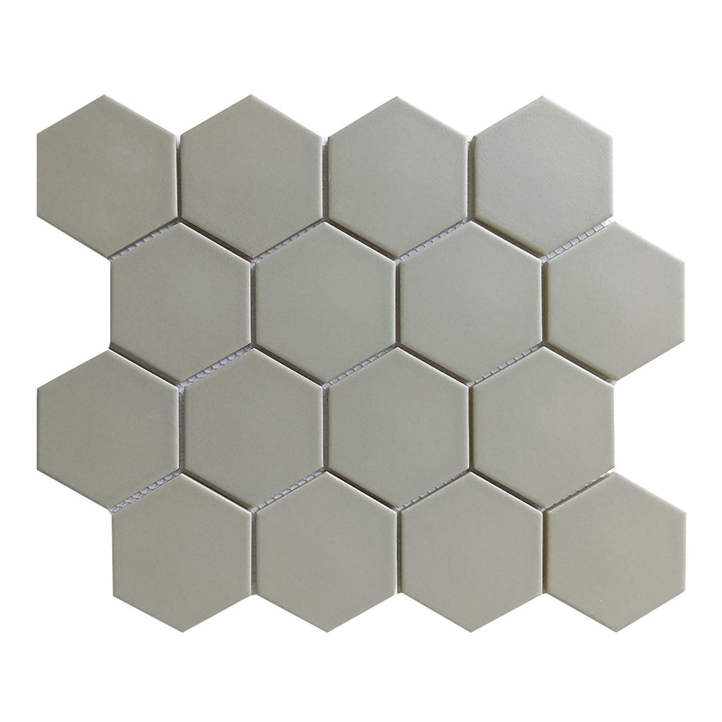 CC Mosaics Plus Tender Gray 3x3 Hexagon Porcelain Mosaic Tile