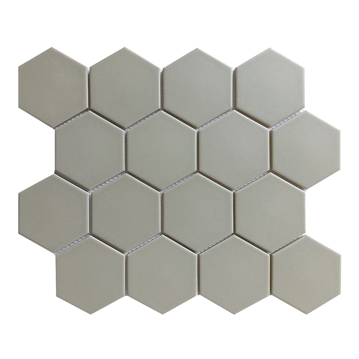 CC Mosaics Plus Tender Gray 3x3 Hexagon Porcelain Mosaic Tile