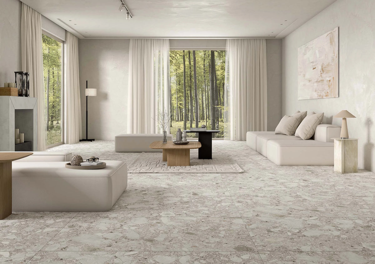 Unique Ground Bone Porcelain Tile – room scene