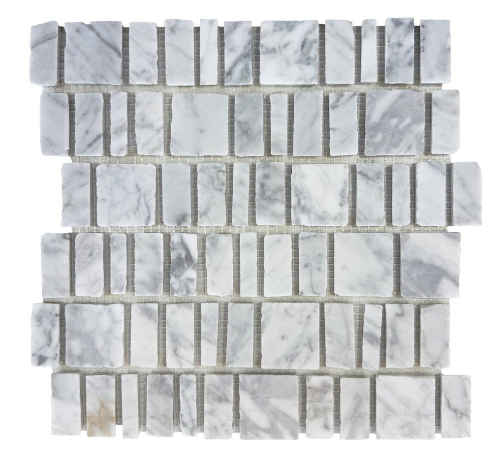 Vera Carrara Offset Marble Mosaic Tile