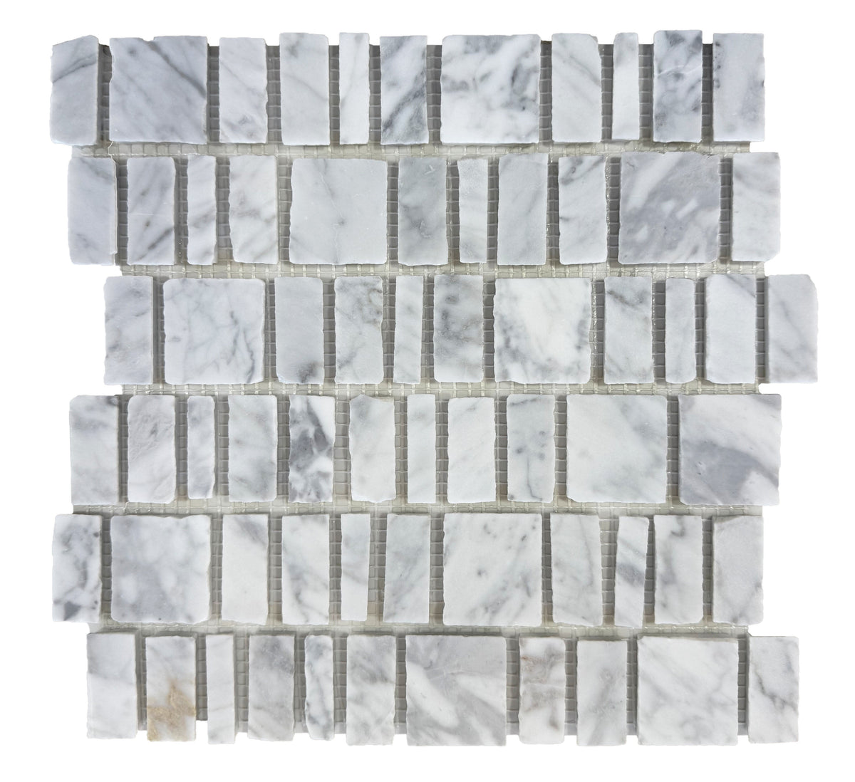 Vera Carrara Offset Marble Mosaic Tile