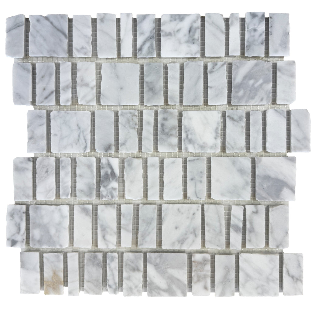 Vera Carrara Offset Marble Mosaic Tile
