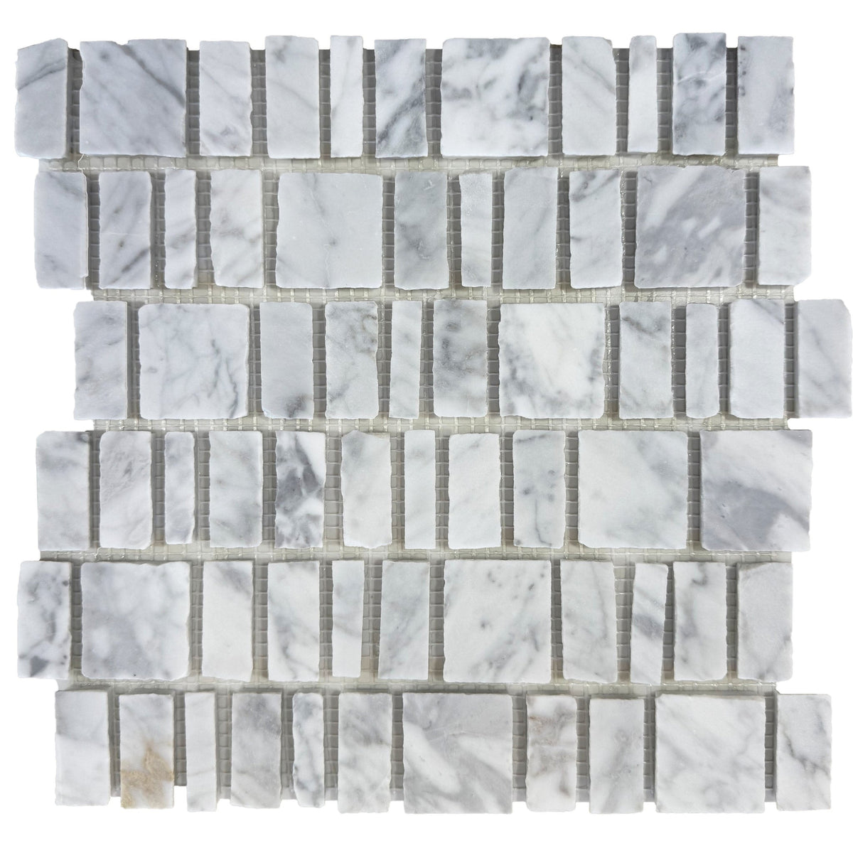 Vera Carrara Offset Marble Mosaic Tile