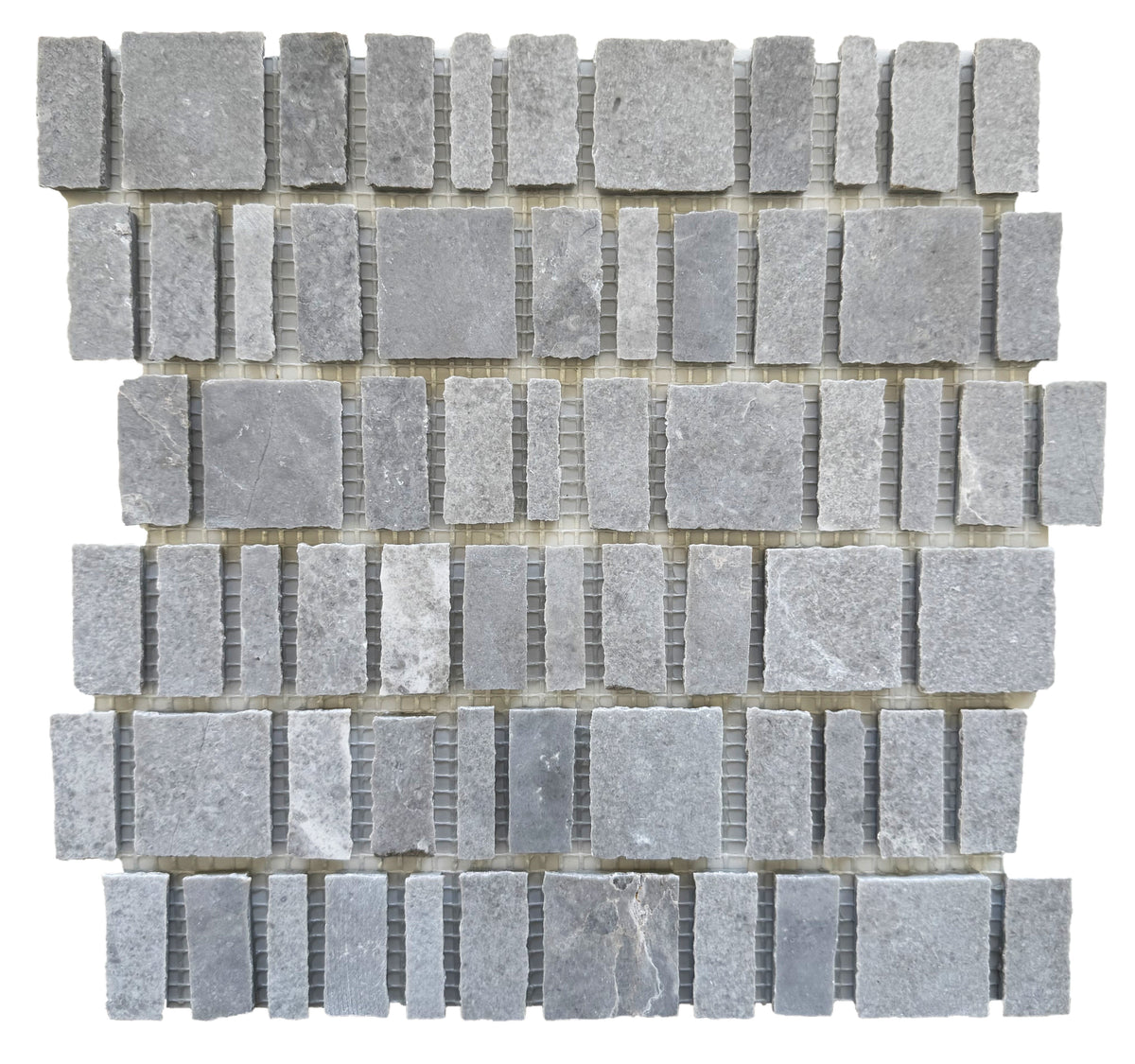 Vera Cinderella Grey Offset Marble Mosaic Tile