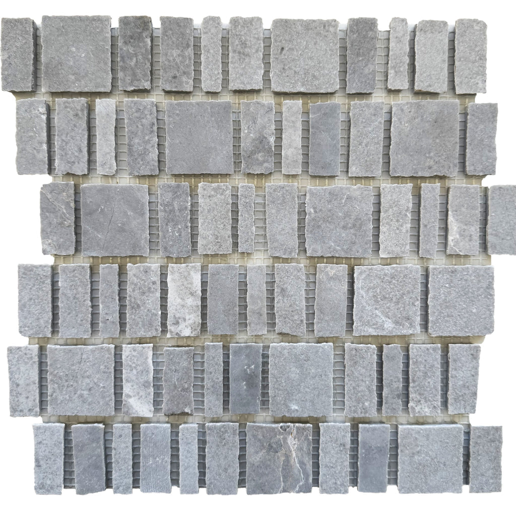 Vera Cinderella Grey Offset Marble Mosaic Tile