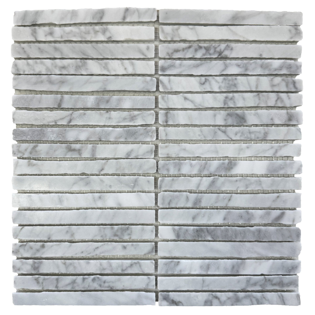 Vera Carrara Stacked Marble Mosaic Tile