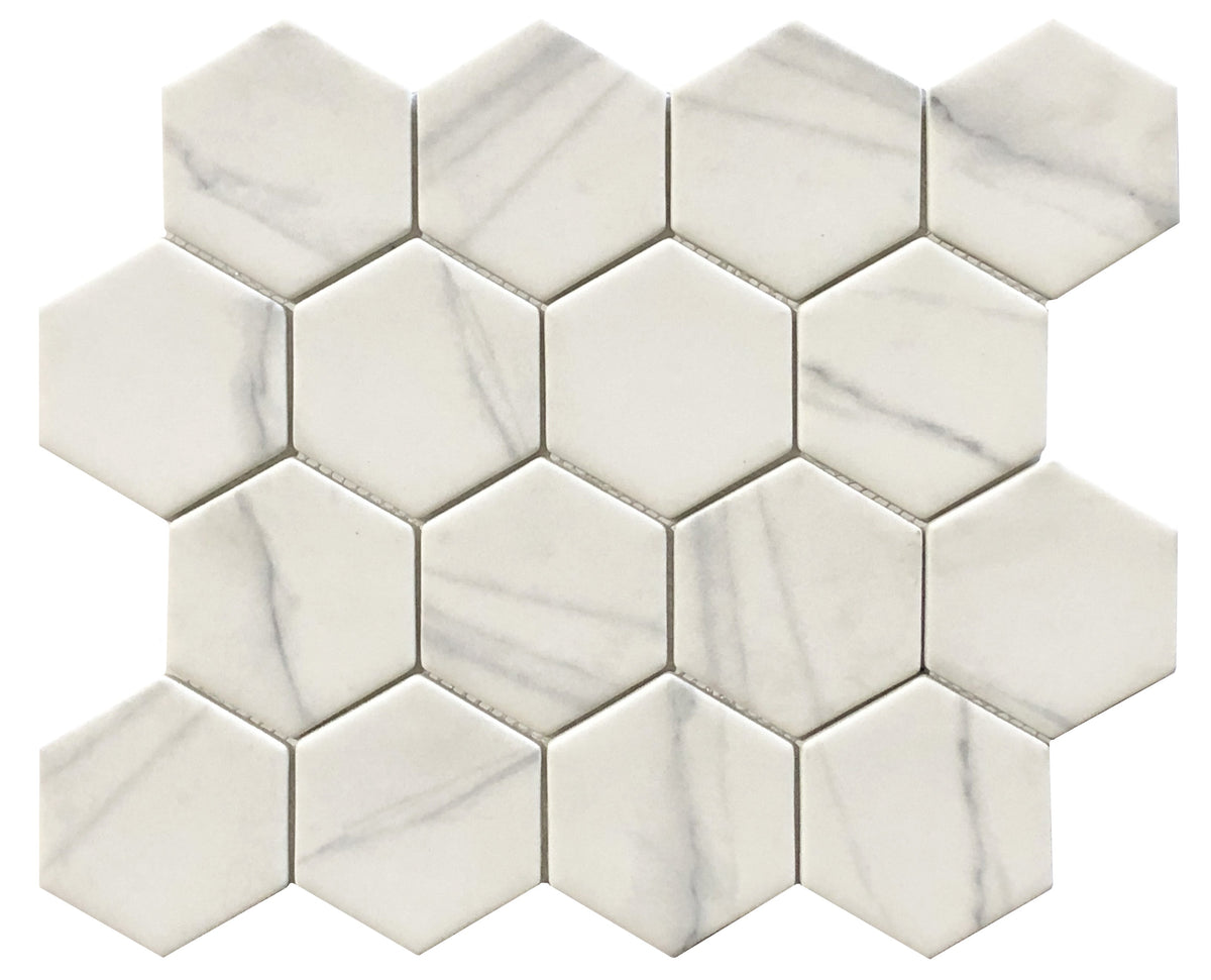 Verona Calacatta Recycled Glass Mosaic Tile