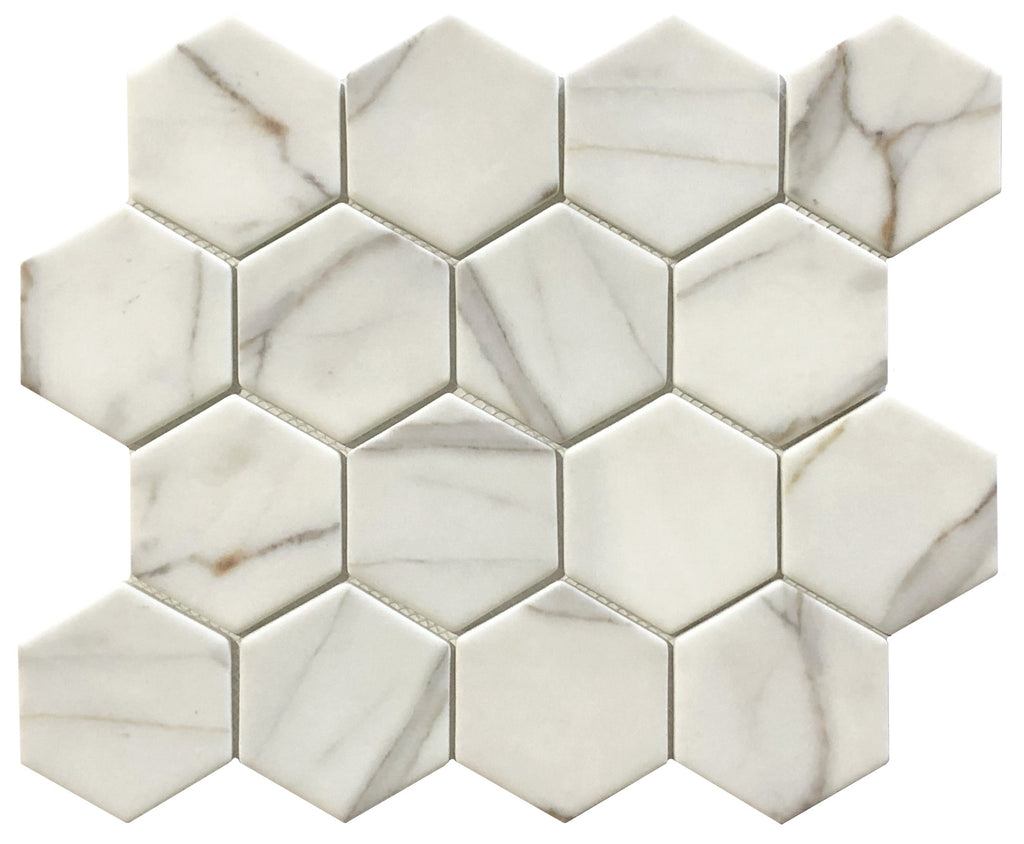 Verona Gold Calacatta Oro Recycled Glass Mosaic Tile
