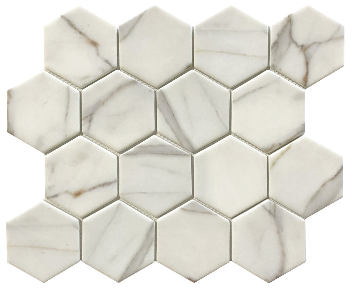 Verona Gold Calacatta Oro Recycled Glass Mosaic Tile