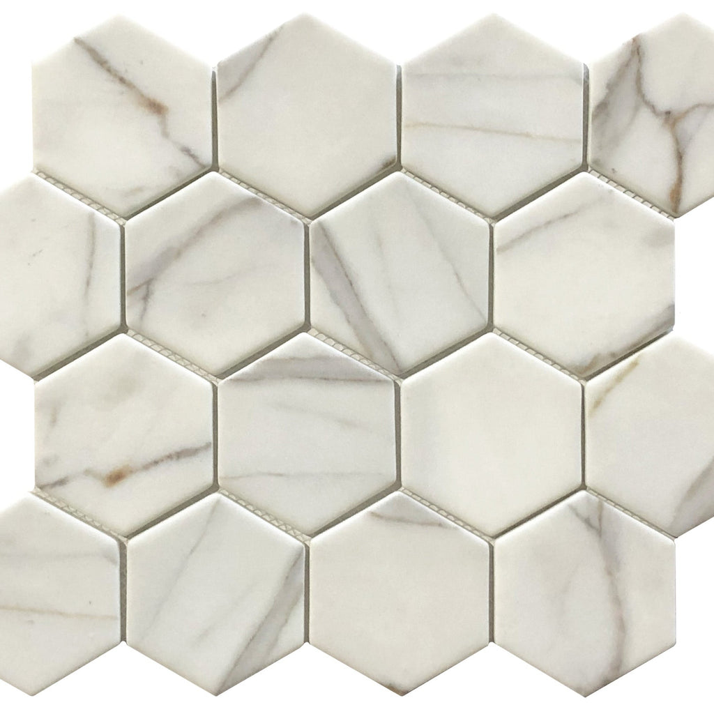 Verona Gold Calacatta Oro Recycled Glass Mosaic Tile