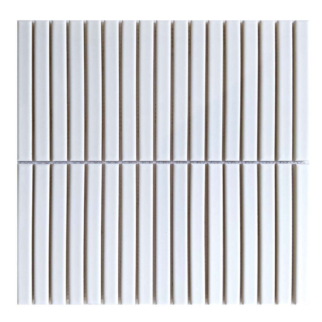 CC Mosaics Plus White Stacked Porcelain Mosaic Tile