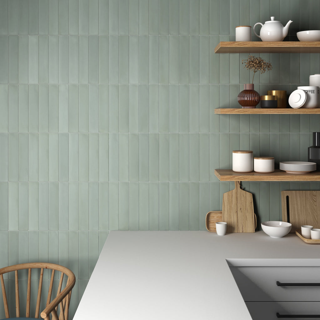Wander Mint Porcelain Tile – room scene