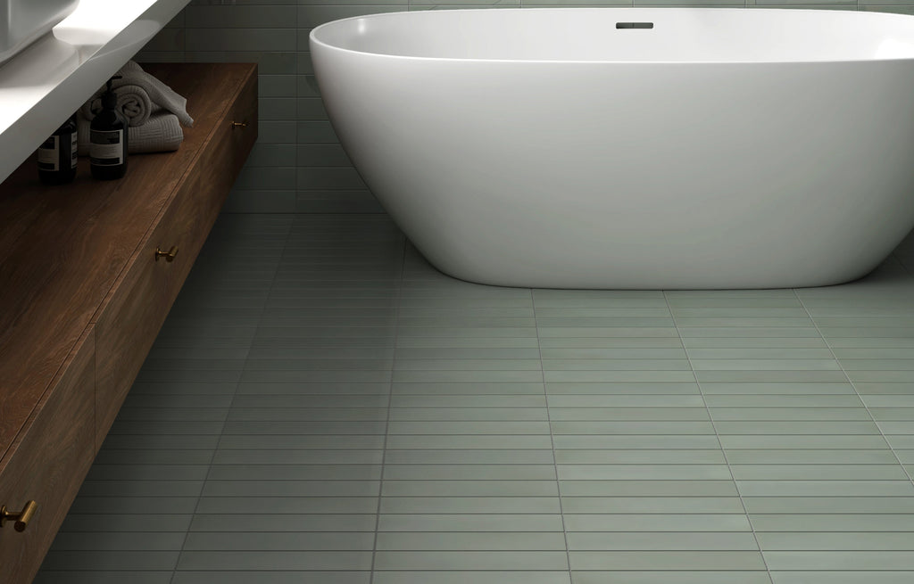 Wander Mint Porcelain Tile – room scene