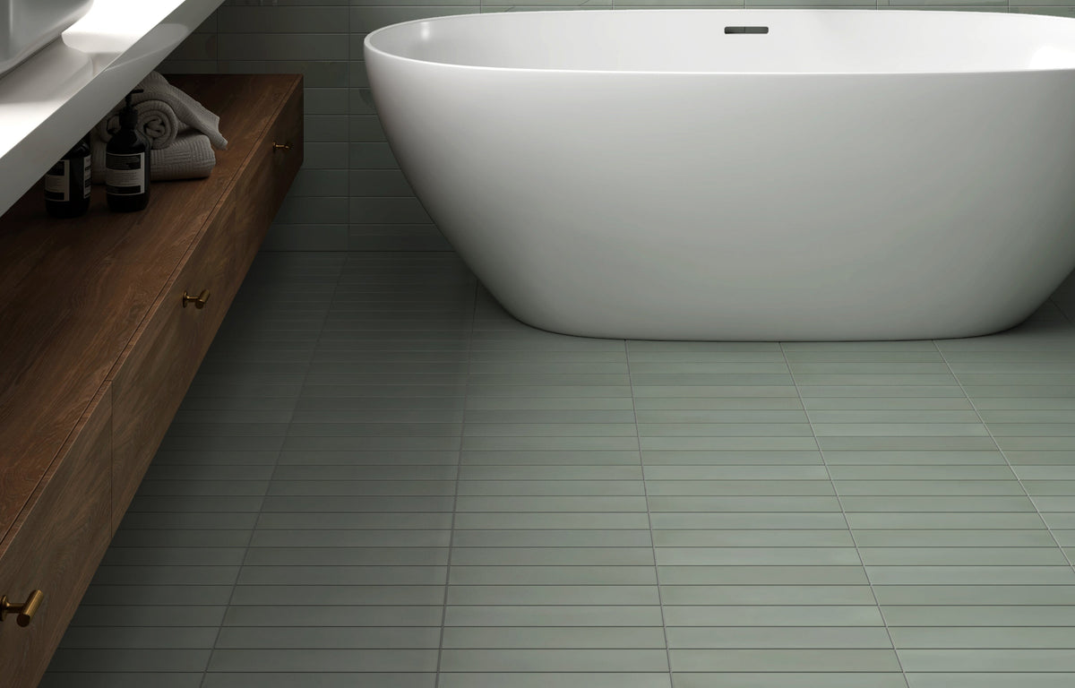 Wander Mint Porcelain Tile – room scene