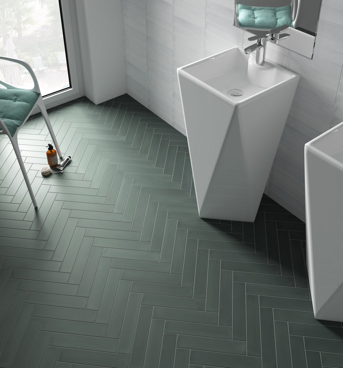Wander Snow Porcelain Tile – room scene