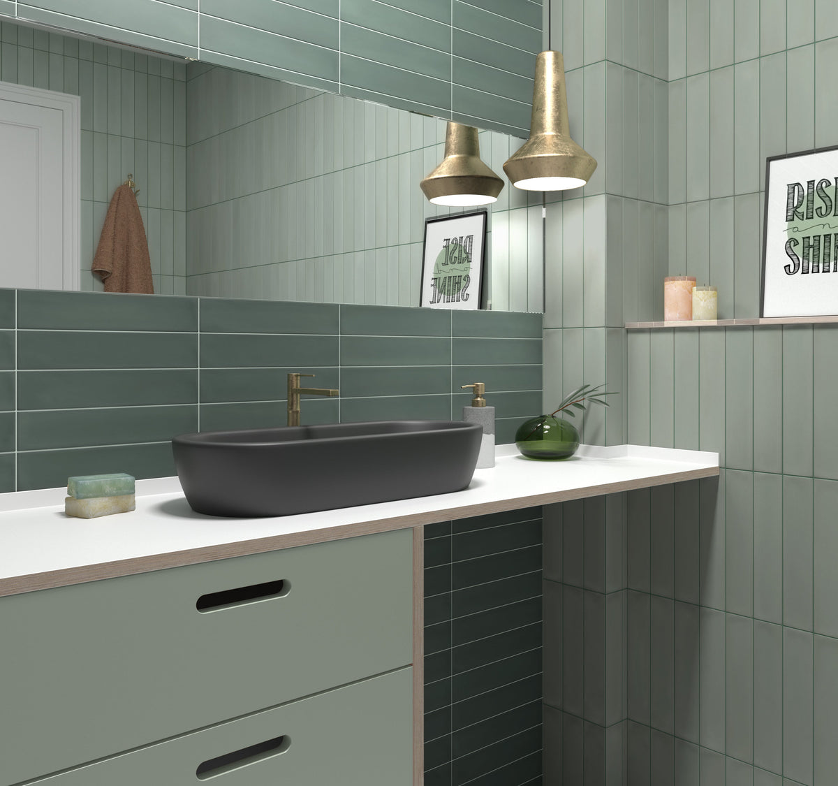 Wander Mint Porcelain Tile – room scene