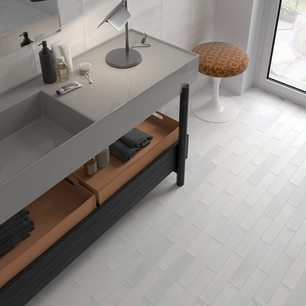 Wander Snow Porcelain Tile – room scene