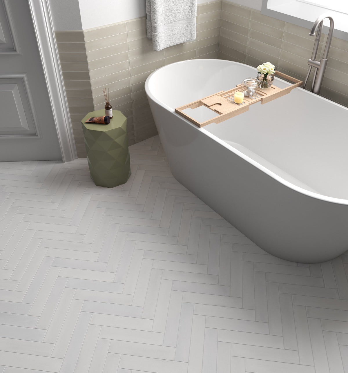 Wander Snow Porcelain Tile – room scene