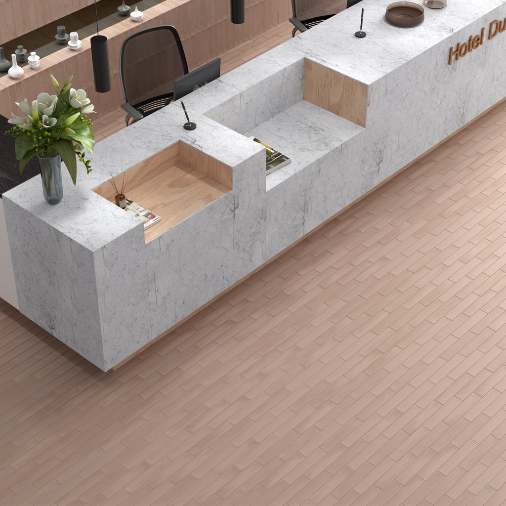 Wander Taupe Porcelain Tile – room scene