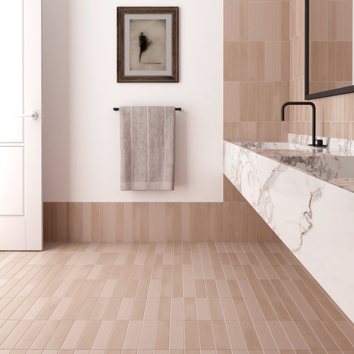 Wander Taupe Porcelain Tile – room scene