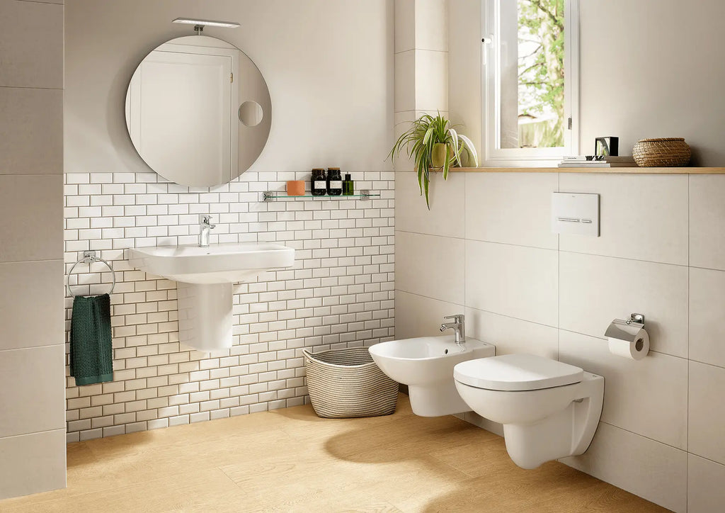 CC Mosaics Plus White Ice 2x4 Beveled Brick Porcelain Mosaic Tile – room scene