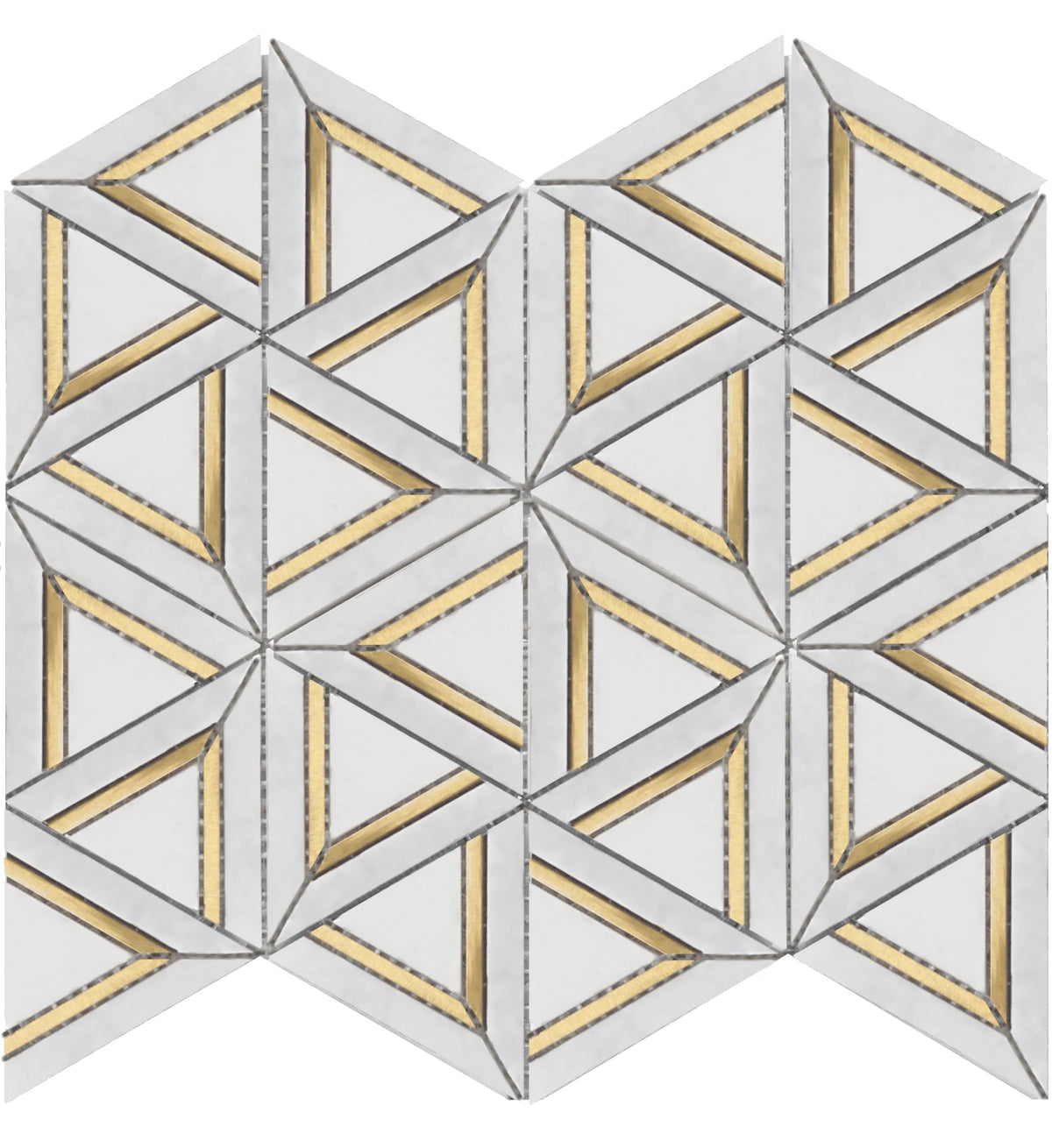 Rockart Carrara White Metal Geo Marble Mosaic Tile
