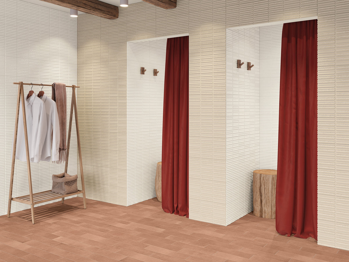 Highlight White Ceramic Tile – room scene