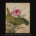 Lotus by Yun Bing, stone mural shown on 48"W x 60"H (180 pcs of 4"x4" tumbled marble tiles)