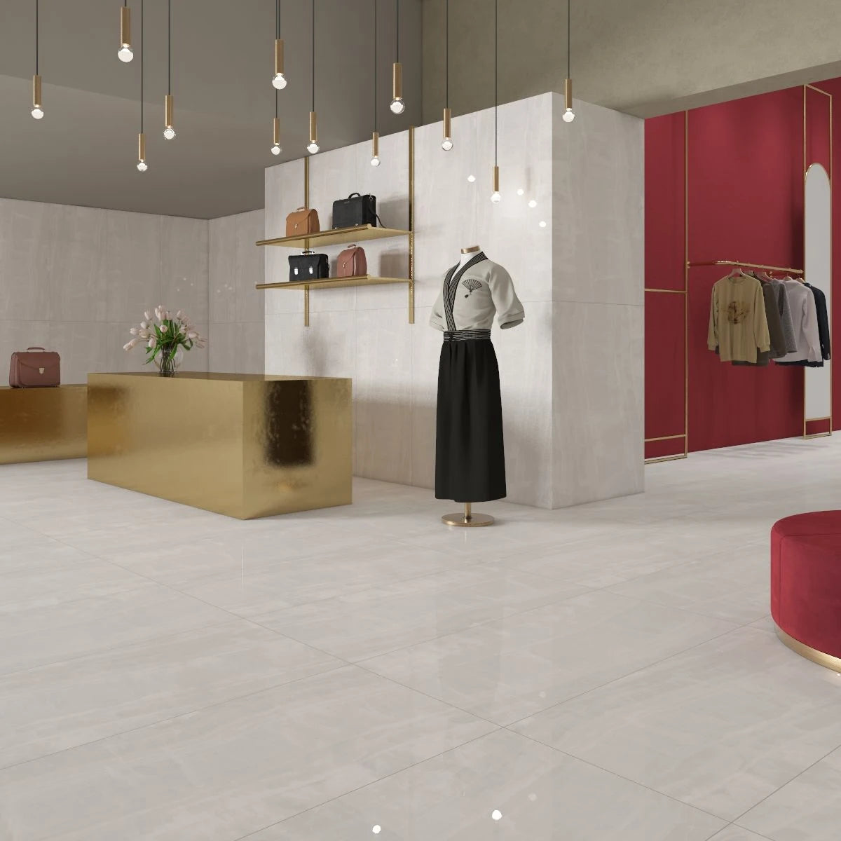 Onyx White Porcelain Tile – room scene