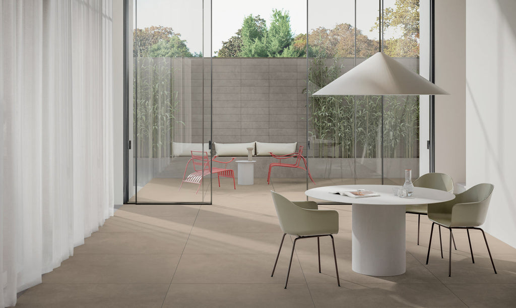 Glocal Brave and Harmony Porcelain Tile in a living room