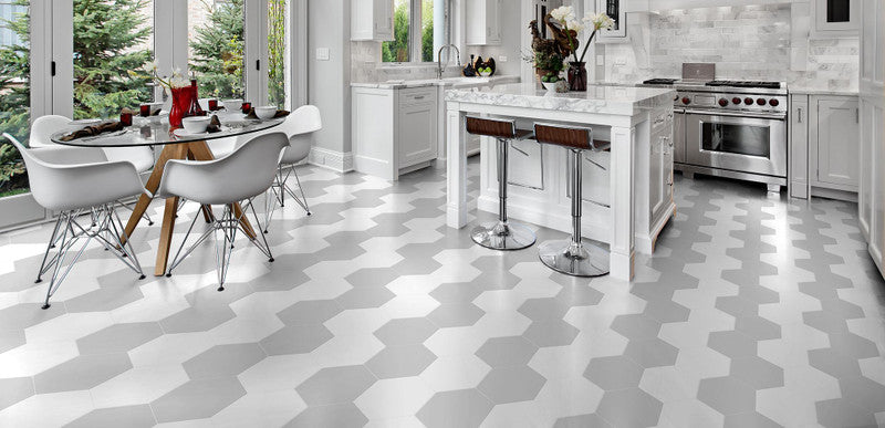 Element Acero Hexagon Porcelain Tile installed