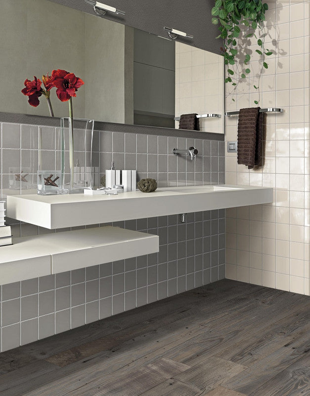 Crayon Almond Ceramic Tile installed