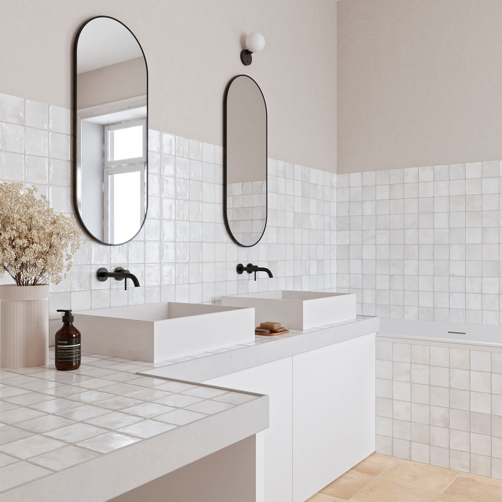 Decoris Clay White Porcelain Tile – room scene