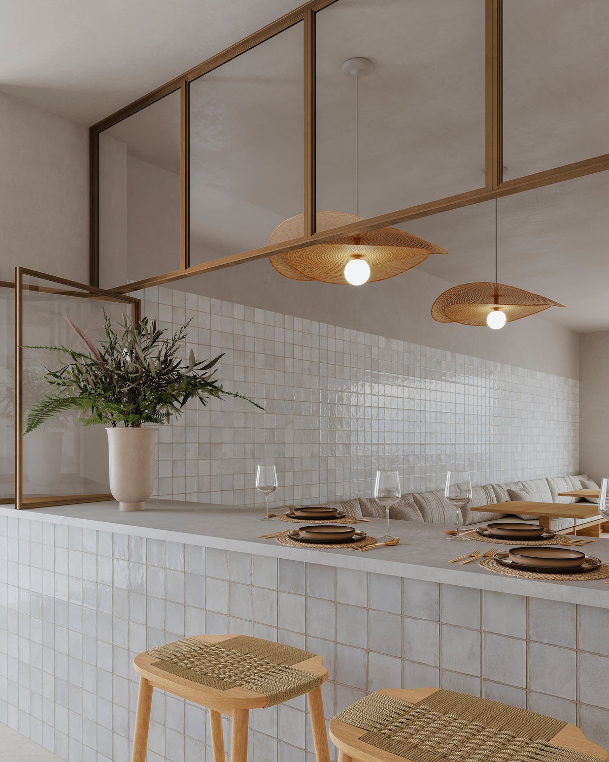 Decoris Clay White Porcelain Tile – room scene