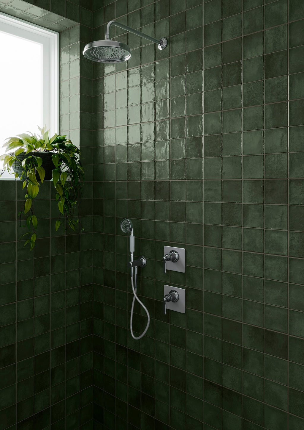 Decoris Forest Green Porcelain Tile – room scene